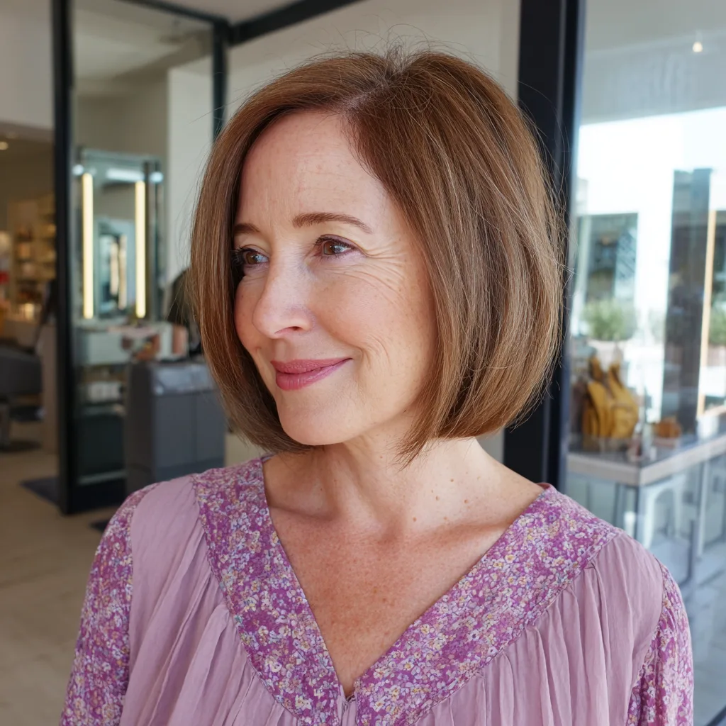 Modern One-Length Chestnut Bob with Subtle Layers