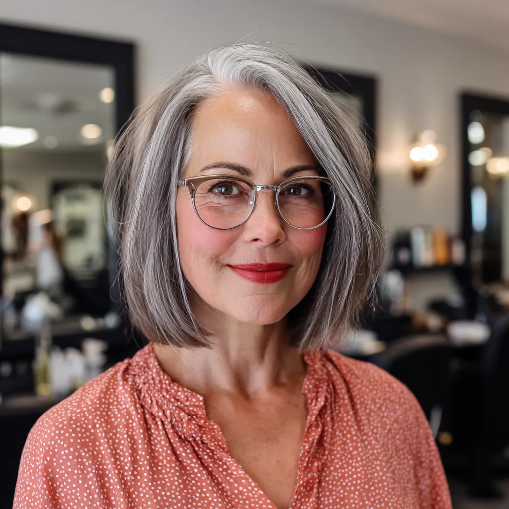 Modern One-Length Silver Bob with Subtle Texture