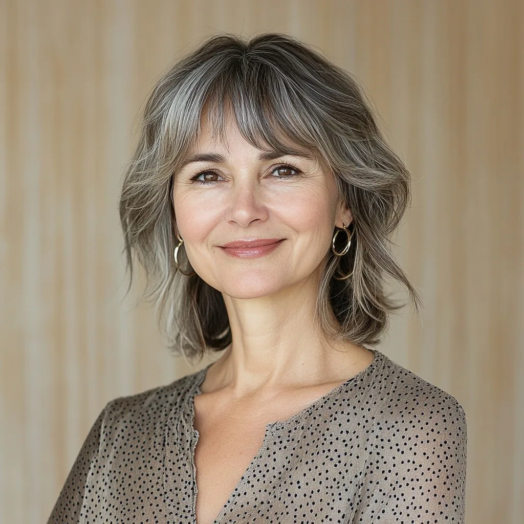Modern Shaggy Layers with Soft Bangs
