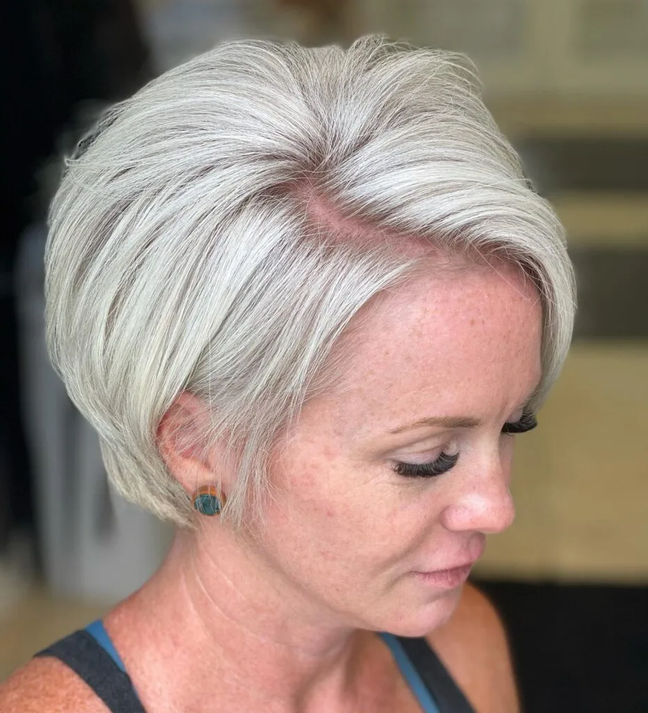 Modern Silver Blunt Bob with Soft Texture