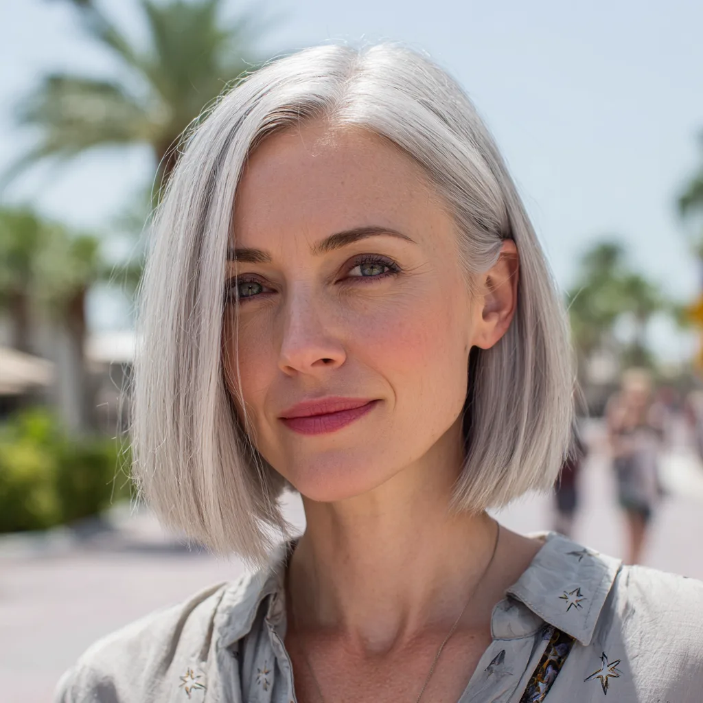 Modern Silvery Bob with Subtle Textured Ends