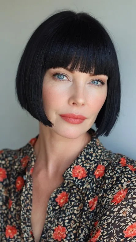 Modern Sleek Bob with Blunt Bangs