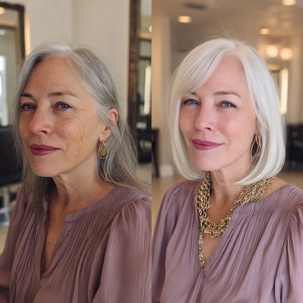 Modern Sleek Platinum Blonde Bob with Subtle Textured Layers