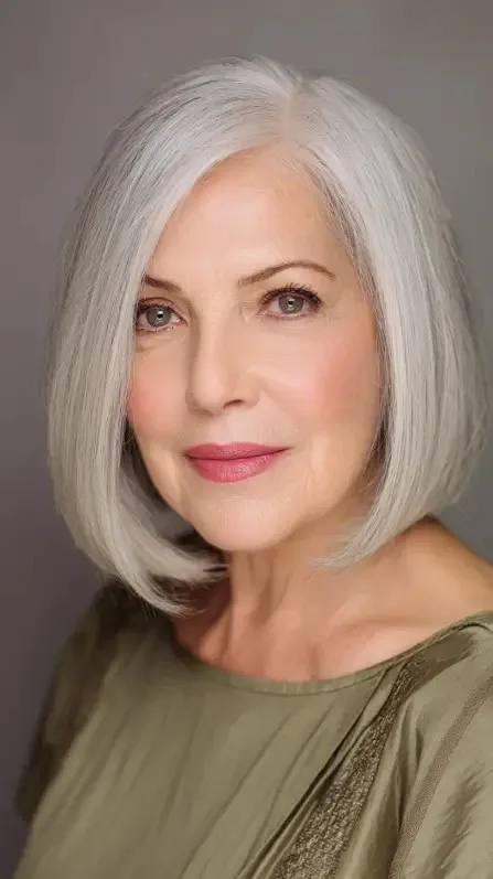 Modern Soft Gray Blunt Bob with Subtle Layers