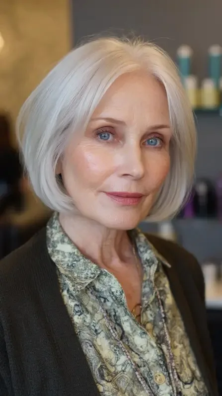 Modern Soft Silver Bob with Subtle Layers