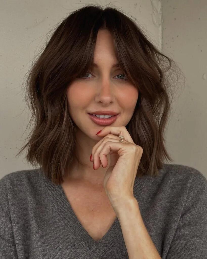 Modern Textured Bob with Soft Curtain Bangs