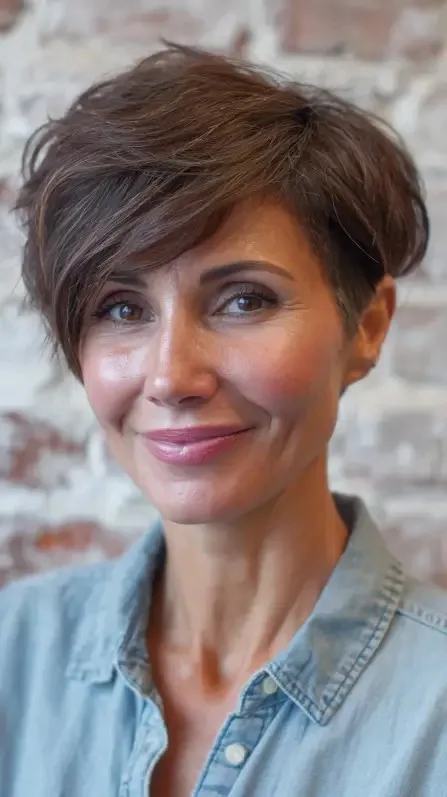 Modern Textured Pixie Cut with Soft Side Bangs