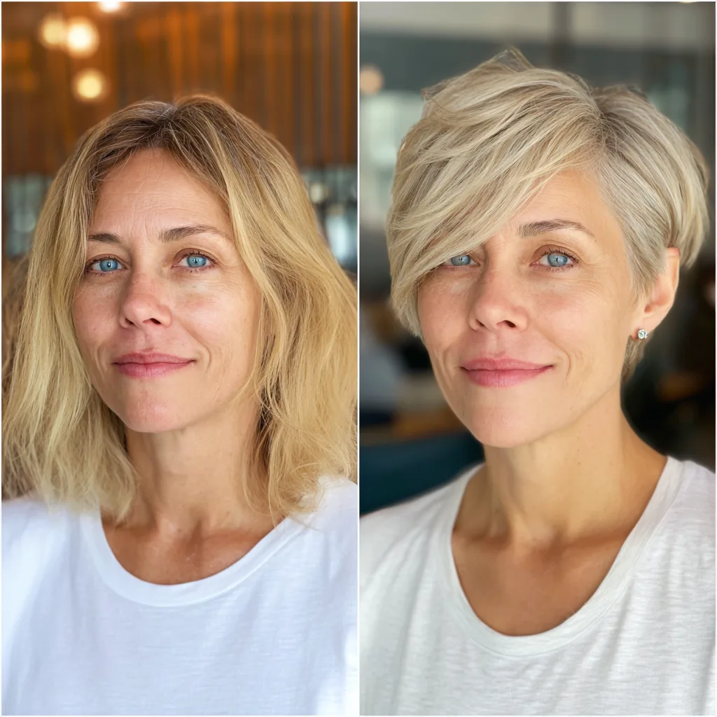 Modern Textured Pixie Cut with Stylish Long Bangs