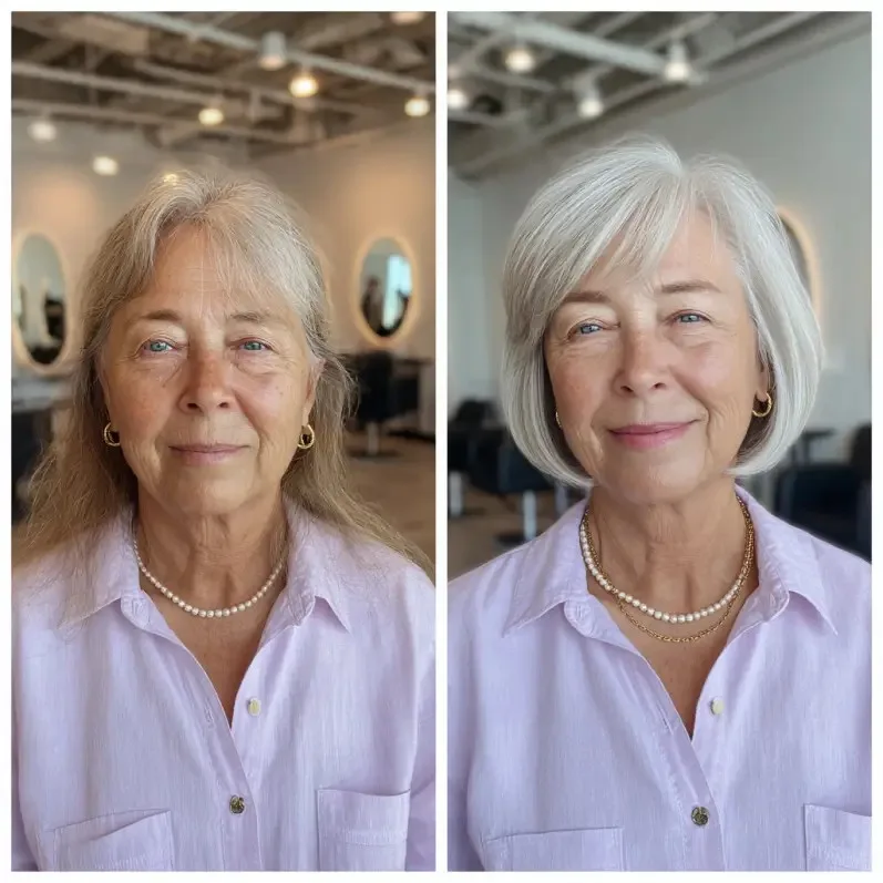 Modern Textured Silver Bob with Soft Ends