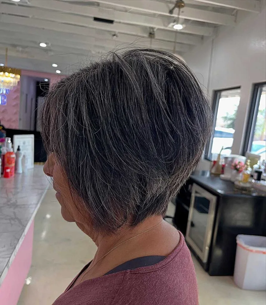 Natural Gray Grow-Out on a Tapered Stacked Bob