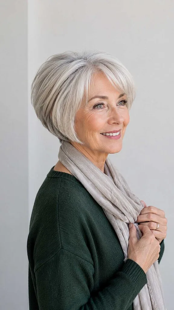Platinum Ash Bob with Soft Side Fringe
