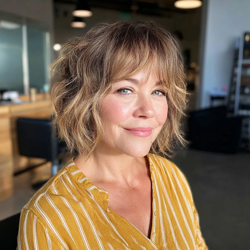Playful Choppy Bob with Fringed Bangs