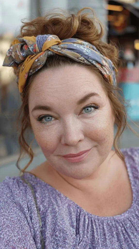 Playful Curly Updo with Floral Headband