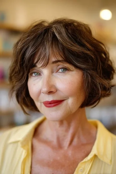 Playful Textured Choppy Bob with Soft Curls