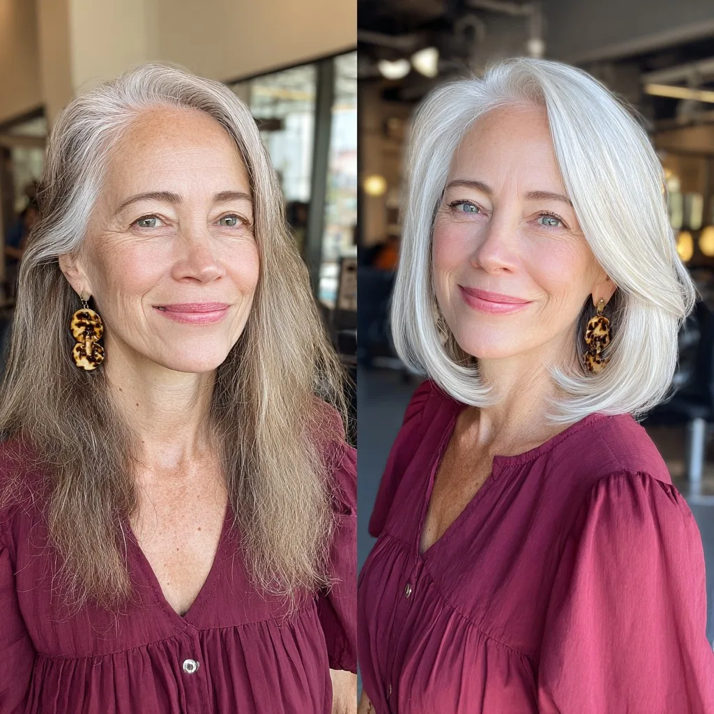 Polished Shoulder-Length Platinum Blonde with Soft Face-Framing Layers