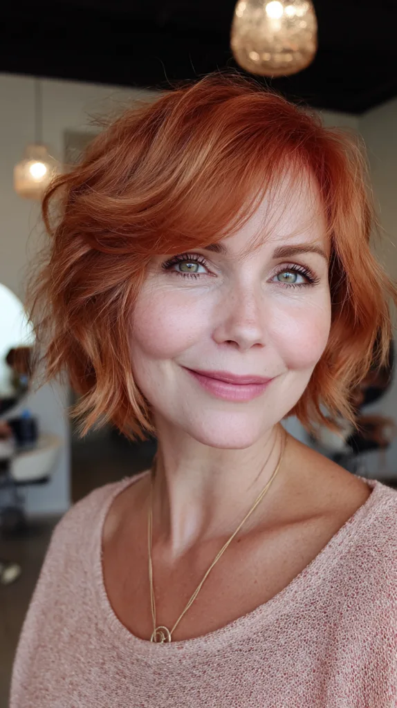 Radiant Copper Bob with Soft Side Bangs