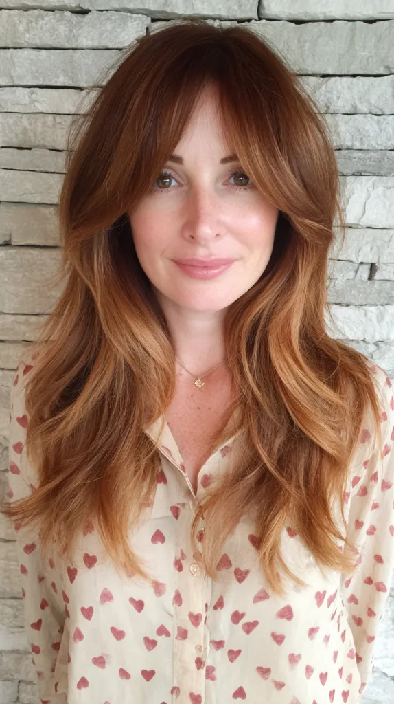 Radiant Long Layered Auburn Hair with Subtle Balayage