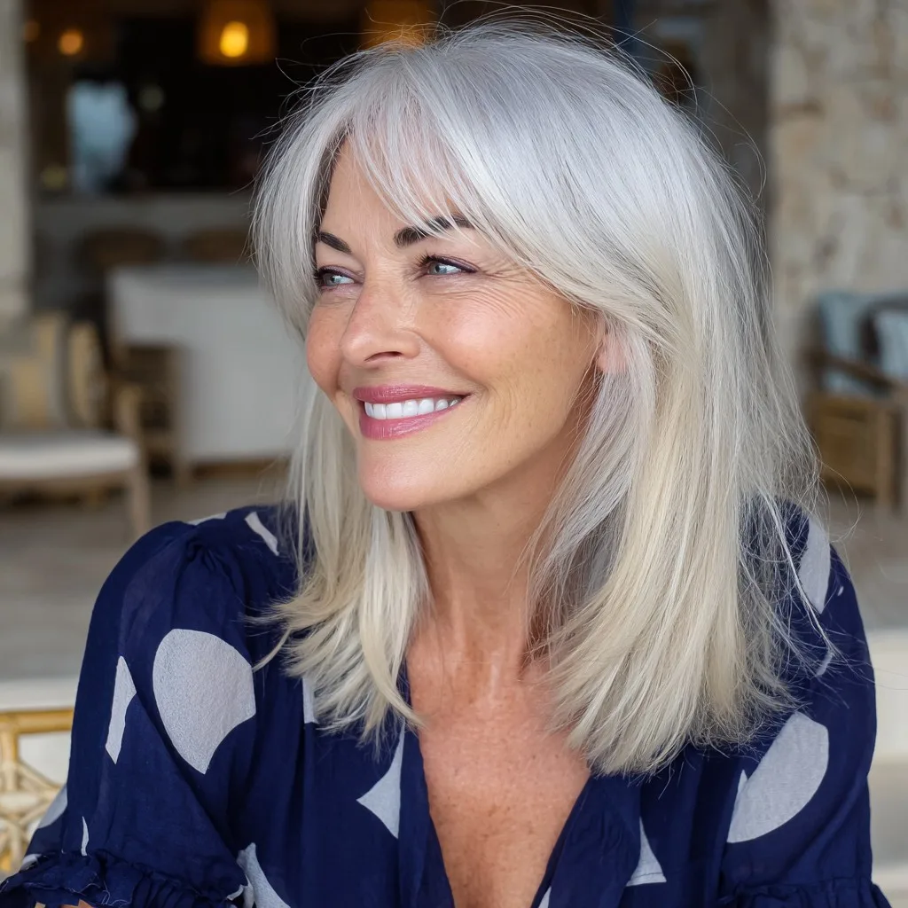 Radiant Long Platinum Blonde with Soft Face-Framing Layers