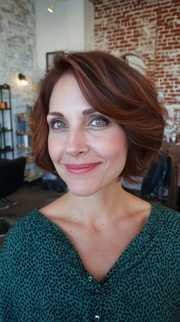 Rich Copper Textured Bob with Side Fringe