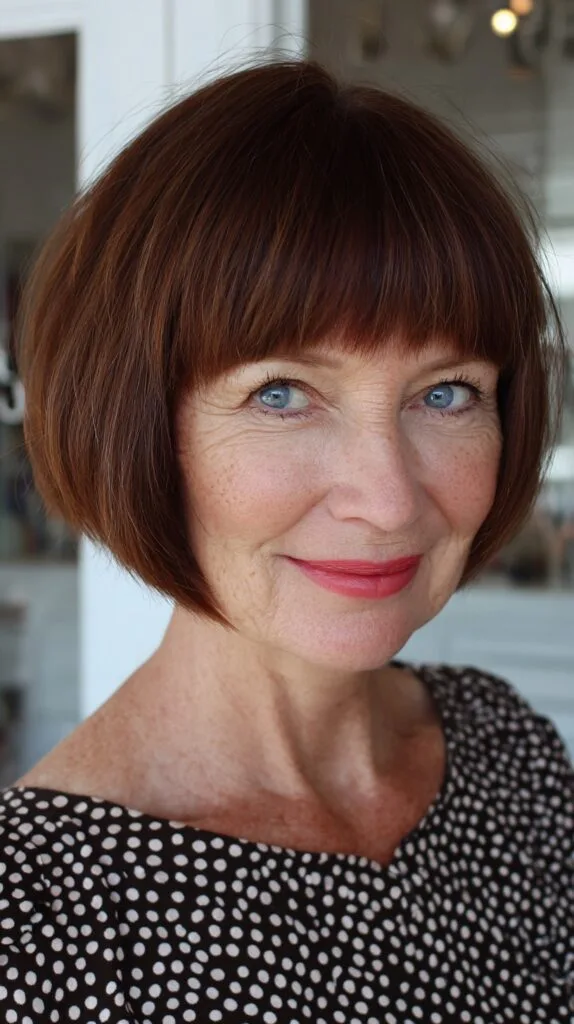 Rounded Chin-Length Blunt Bob with Micro Fringe