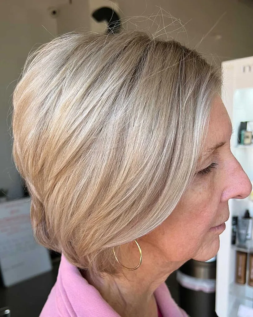 Sandy Blonde Graduated Bob with Seamless Gray Integration