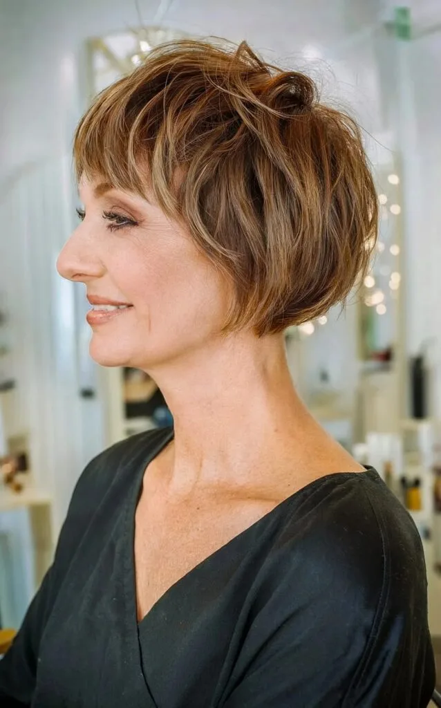 Shaggy French Bob for Fine Hair for Ladies 40 and Over