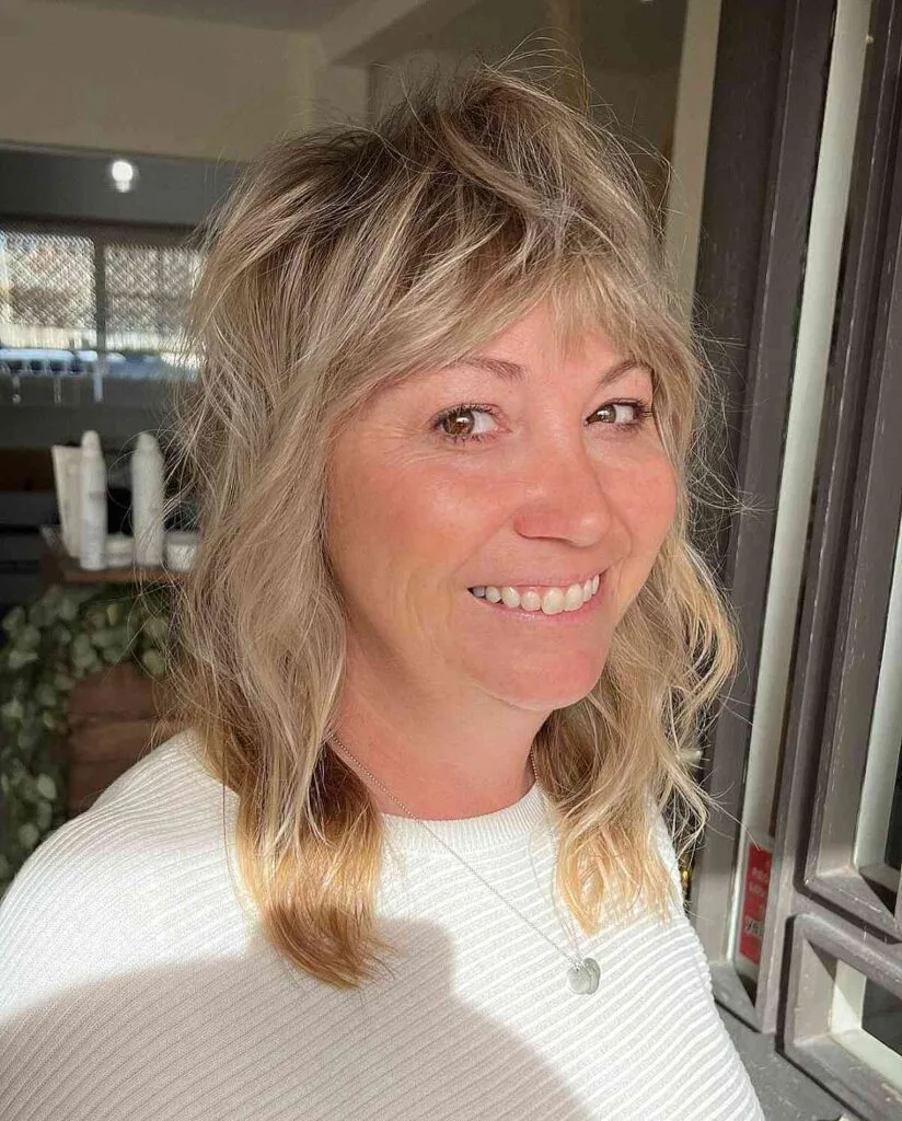 Shaggy Wolf Cut with Fringe for 50-Year-Olds with Fine Hair