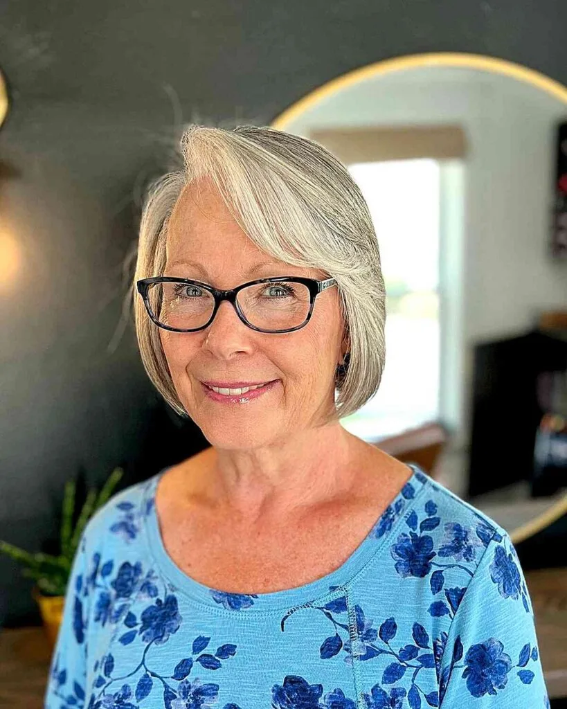 Short Charming Precision Cut for Women Aged 60 with Glasses