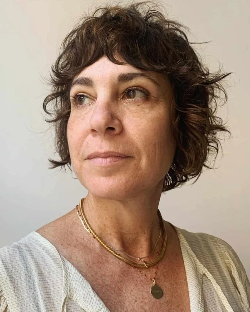 Short shaggy bob with curtain bangs