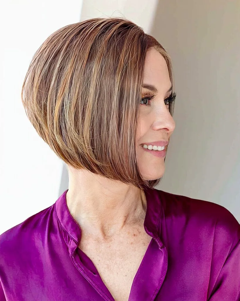 Short Sleek Asymmetrical Bob for Women Over Fifty