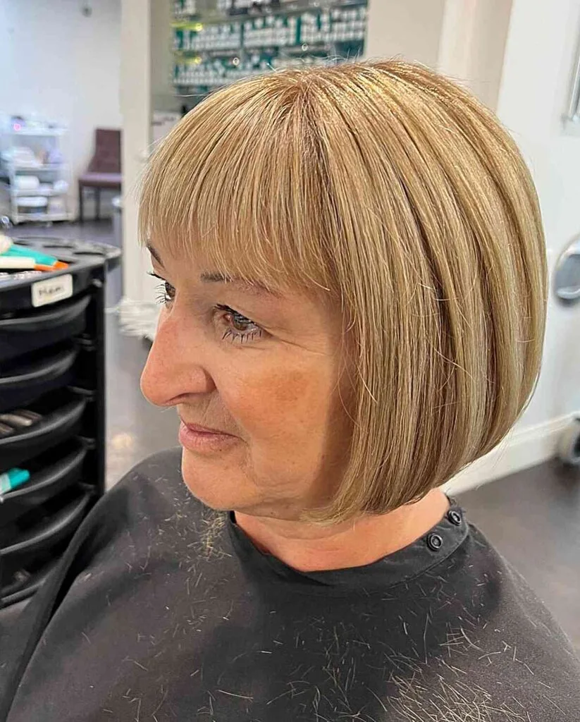 Short Sweet Golden Bob for Ladies Aged 50