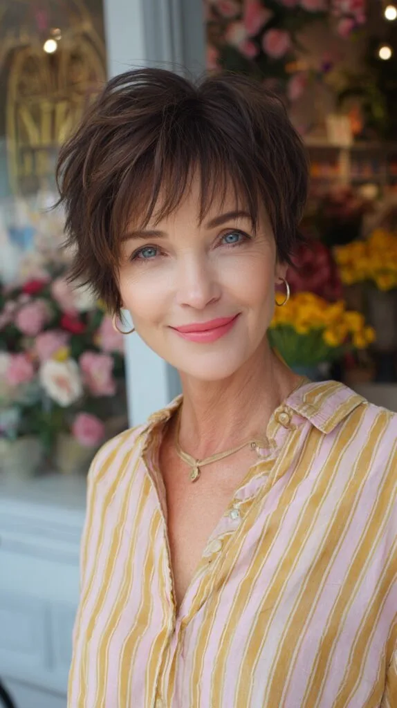 Short Textured Crop with Lifted Crown and Piecey Bangs