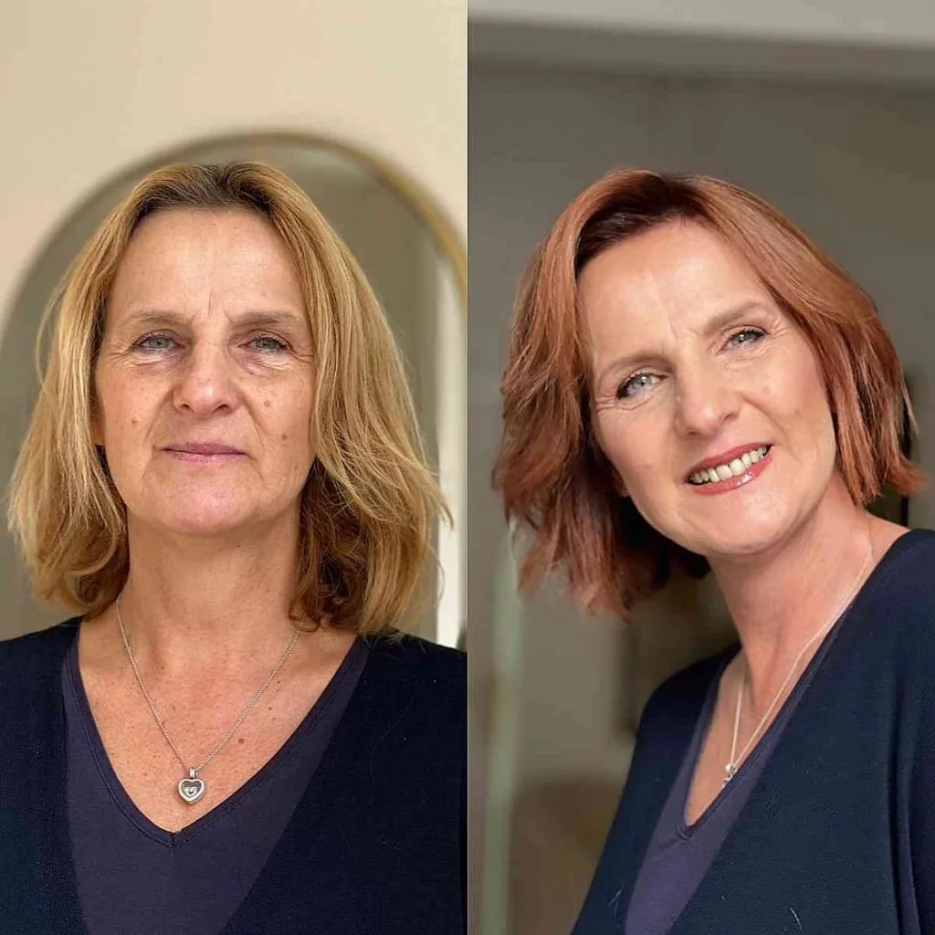 Short to Medium Bob with Delicate Layers for a 50-Year-Old