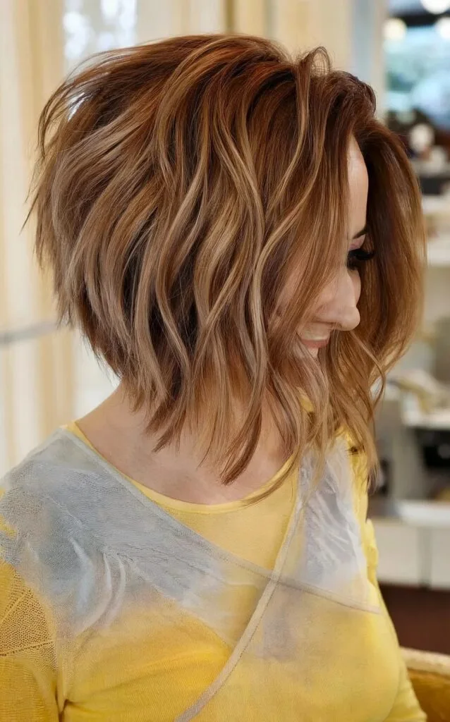 Shorter Wavy Graduated Long Bob for Ladies Over 40