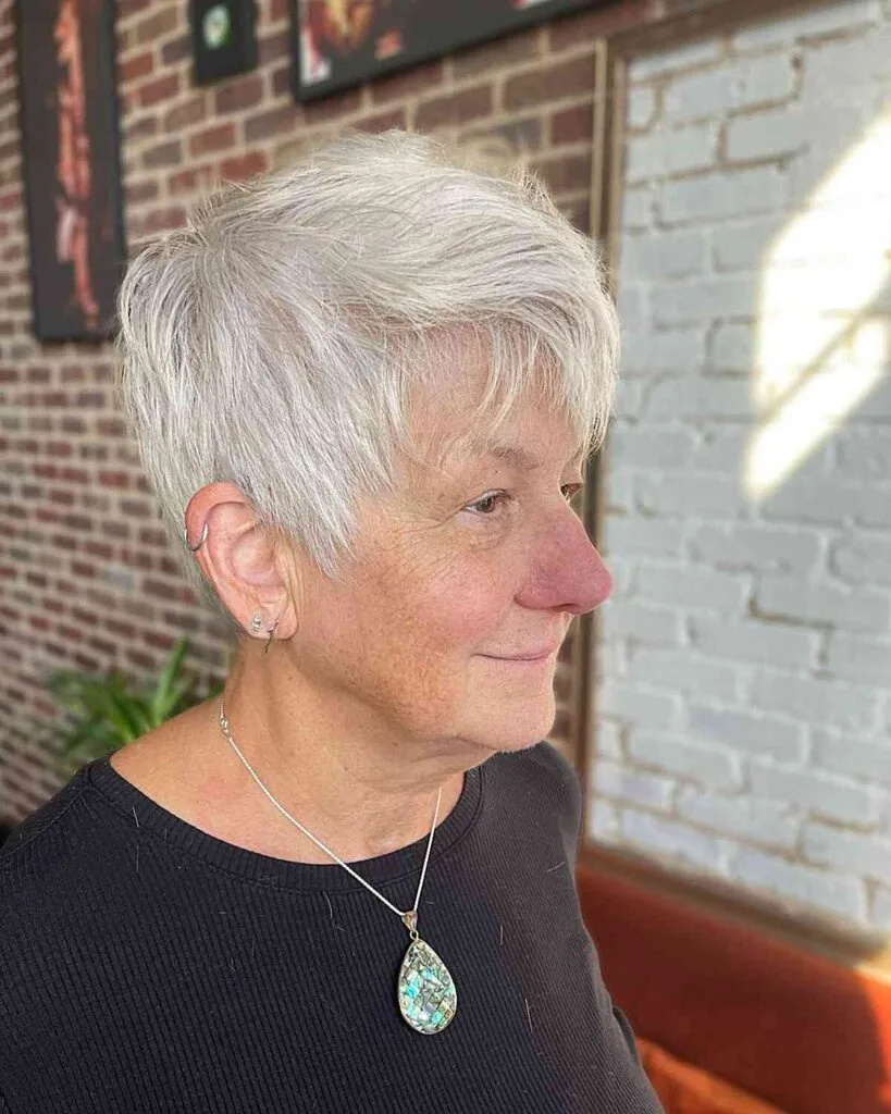 Side-Swept Wispy Long Pixie for grandmas Over 70