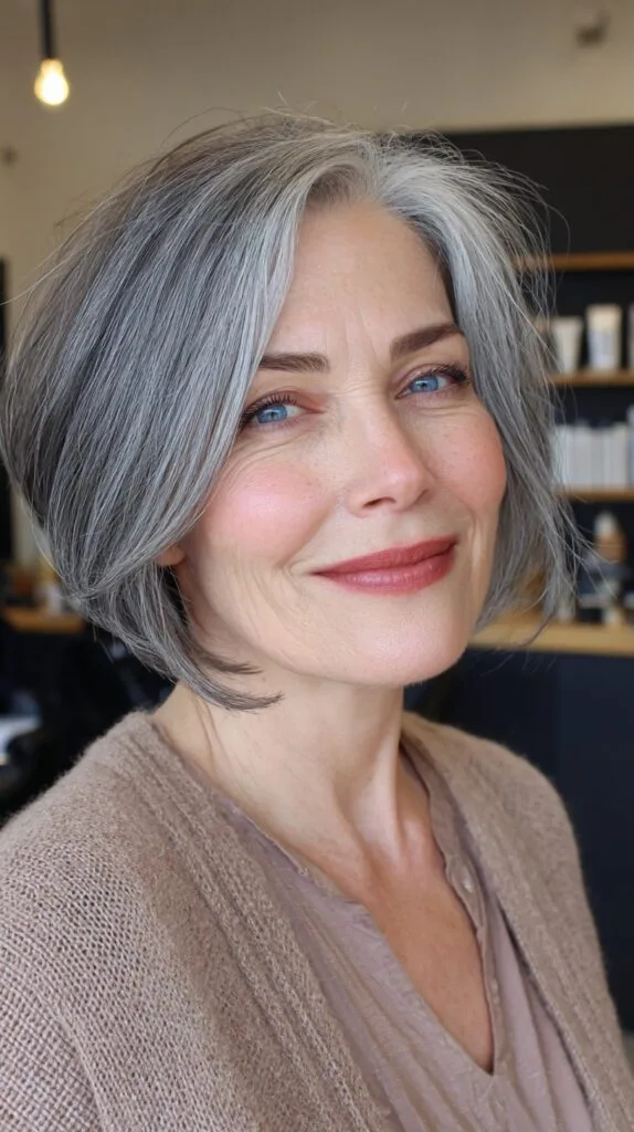 Silver Chic Asymmetrical Bob