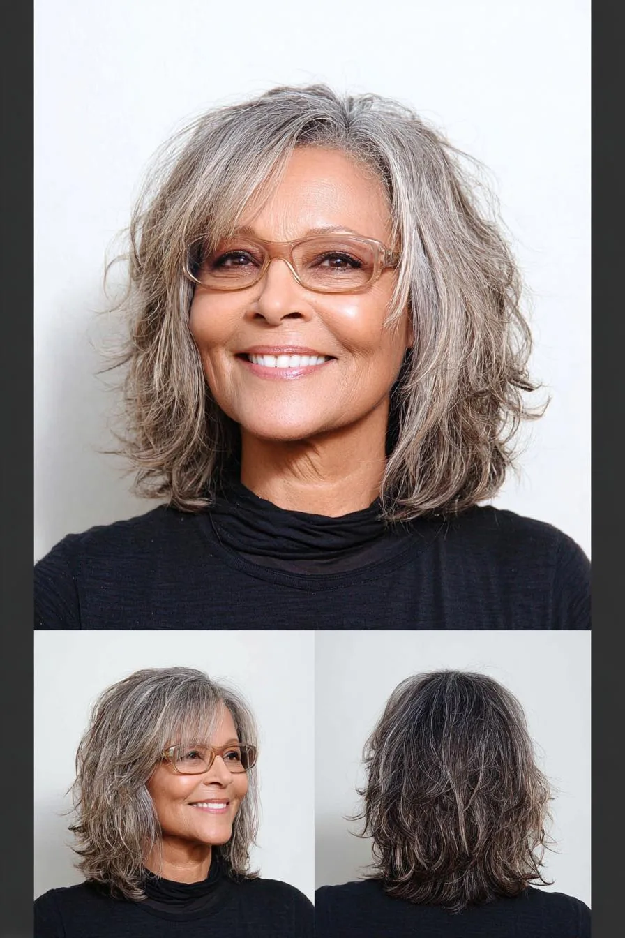 Silver waves side swept elegance