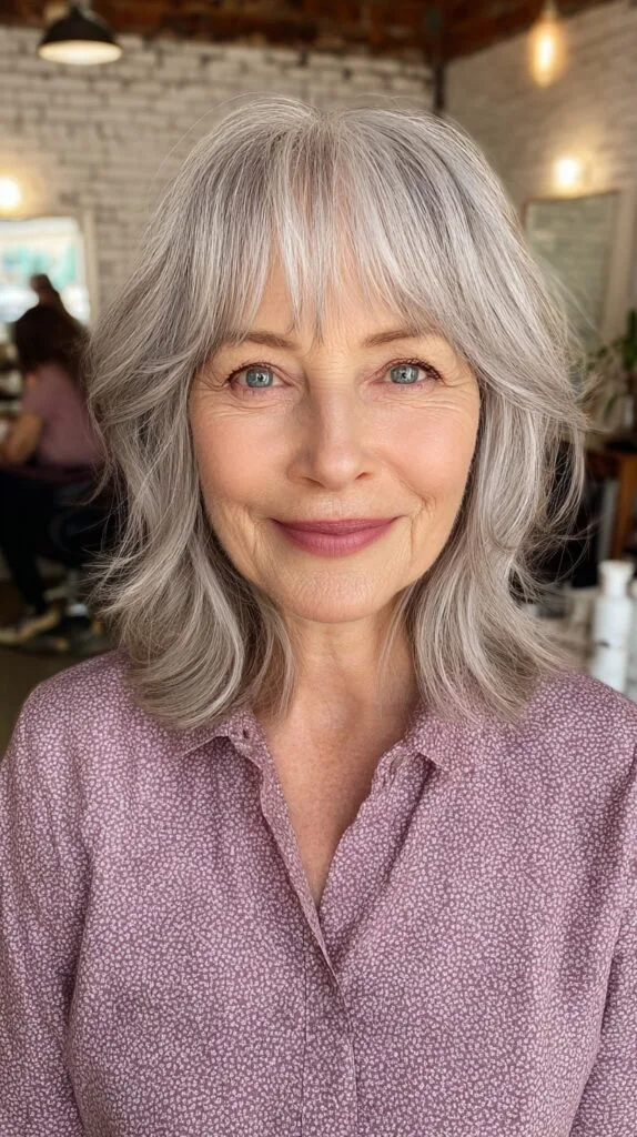 Silvery Sleek Feathered Layers with Natural Highlights