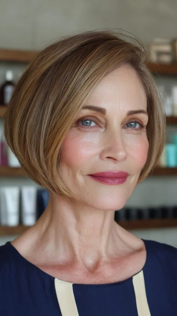 Sleek Angled Bob with Subtle Highlights
