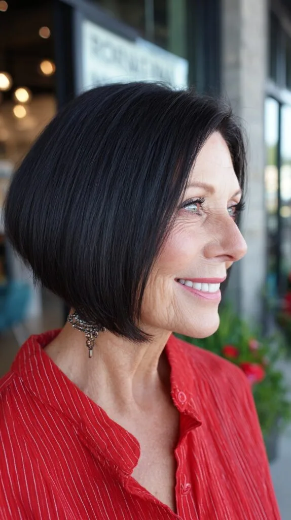 Sleek Angled Stacked Chin-Length Bob with Internal Graduation