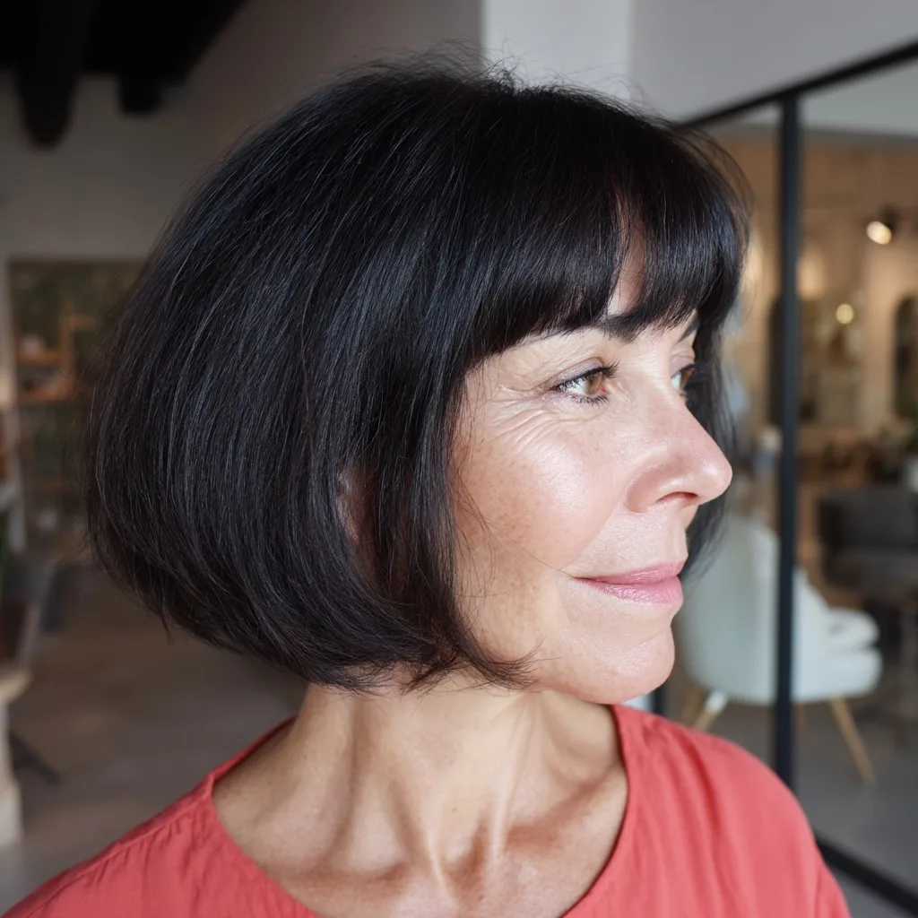 Sleek Blunt Bob with Soft Bangs