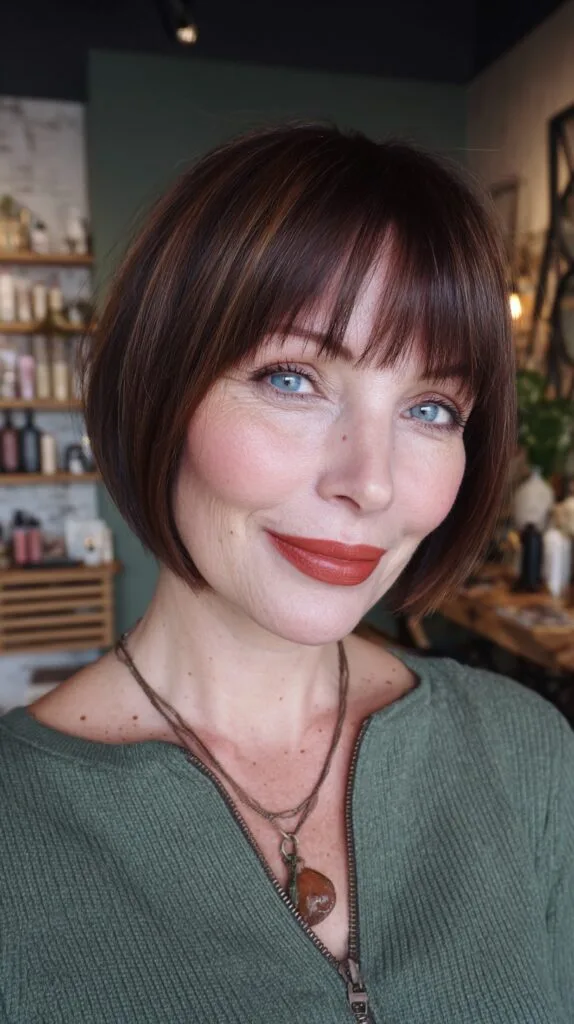 Sleek Blunt Bob with Soft Bangs