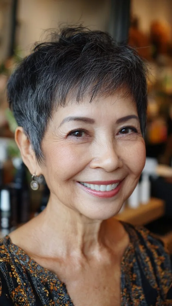 Sleek Charcoal Pixie with Natural Texture