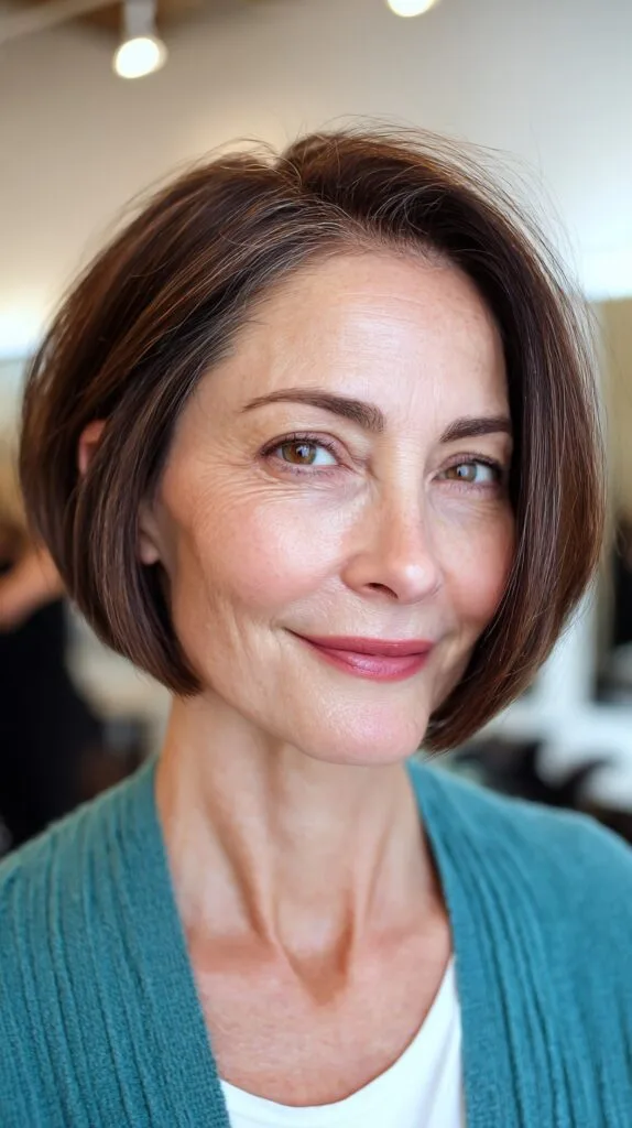 Sleek Chestnut Bob with Subtle Contouring