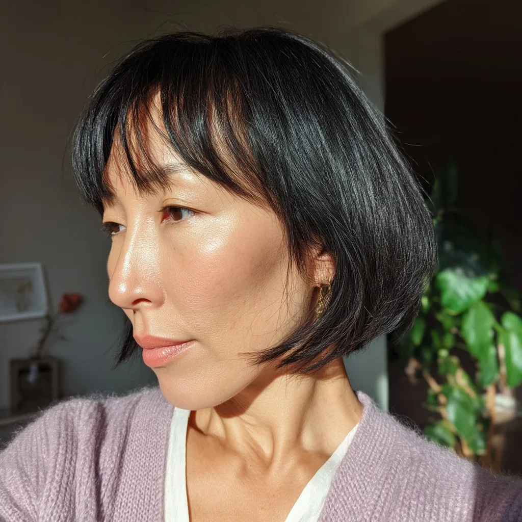 Sleek Chin-Length Bob with Soft Fringe