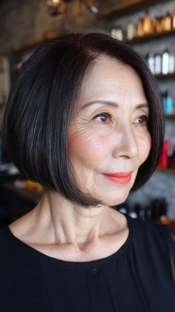 Sleek Curved Bob with Side-Swept Bangs