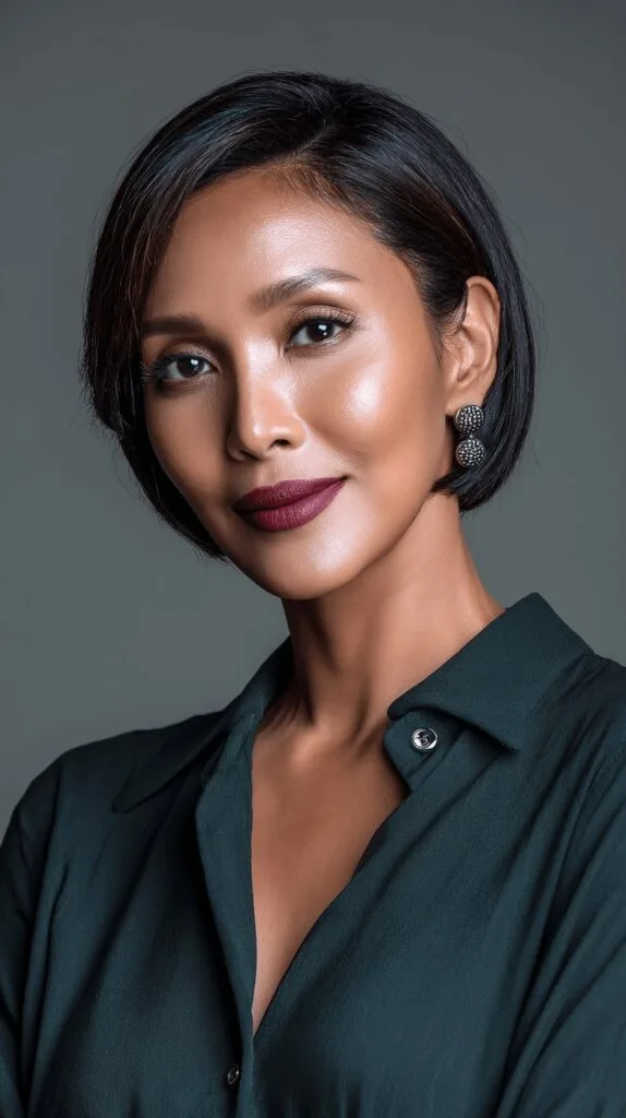 Sleek Ear-Length Bob with Subtle Side Layers