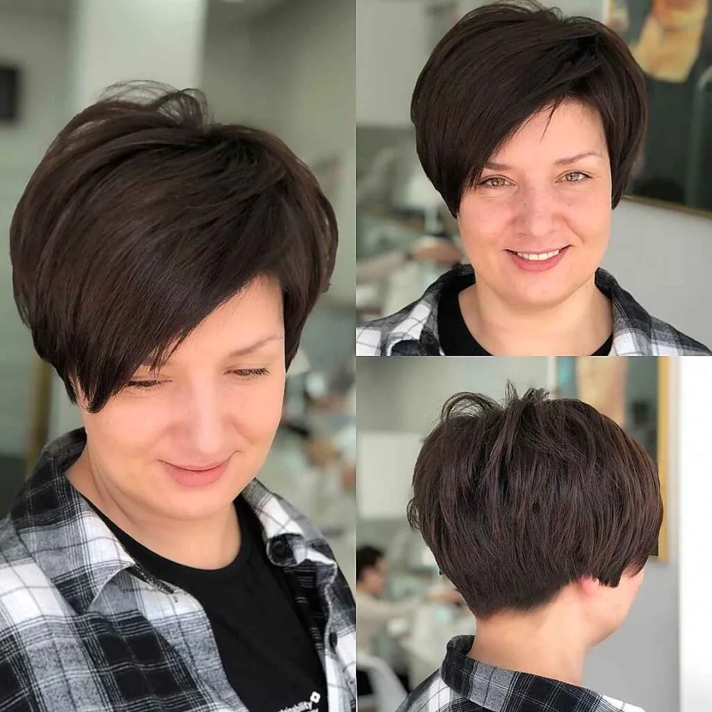 Sleek Extended Pixie with Side-Swept Bangs