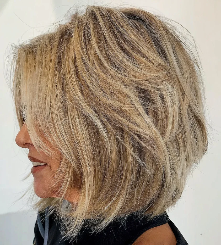 Sleek Long Bob with Flowing Layers for Women Over 60
