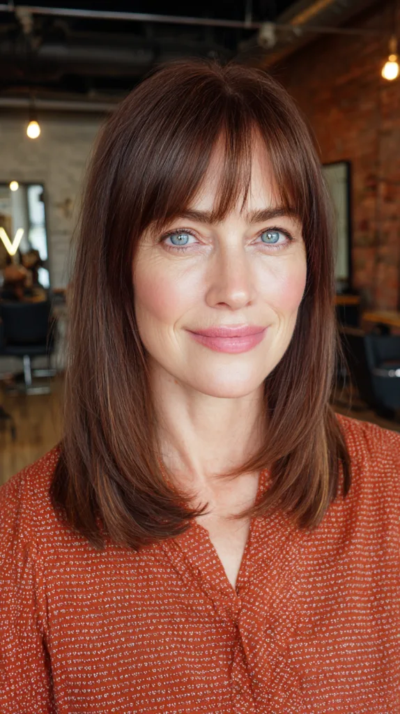 Sleek Mid-Length Cut with Bold Bangs
